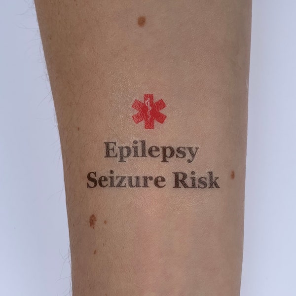 Epilepsy- Seizure Risk- Medical Alert Temporary Tattoo- Emergency ID, Medical ID
