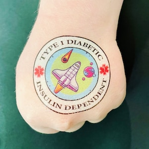 Type 1 Diabetic- Insulin Dependent- Medical Alert Temporary Tattoo- Diabetic Kids- Medical ID