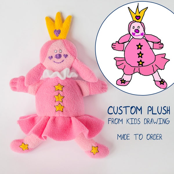 Custom plush from kids drawing Сustomized toy from сhild picture Personalized commission Gift Doll plushie stuffed animal creature from art