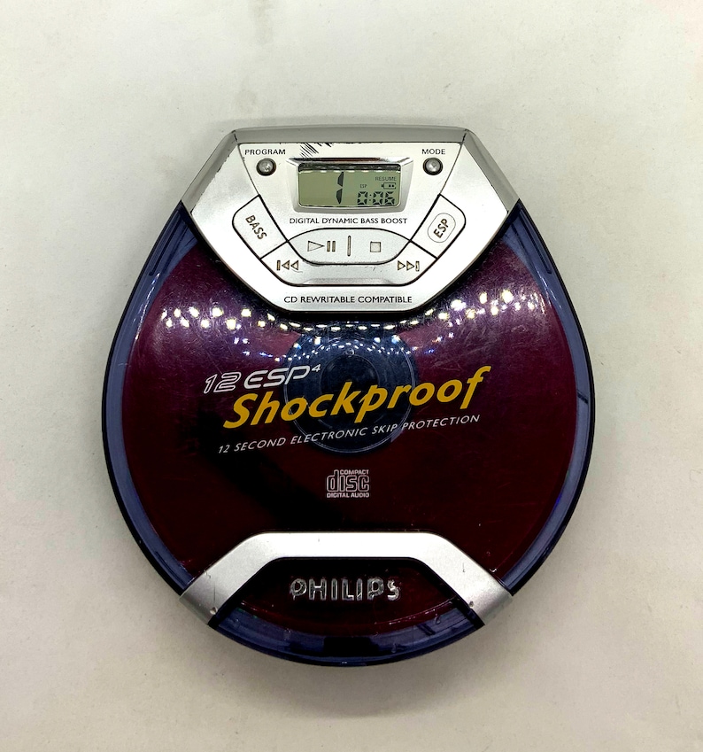 Retro 90s Philips transparent shockproof discman / cd player with belt clip / perfect working image 2