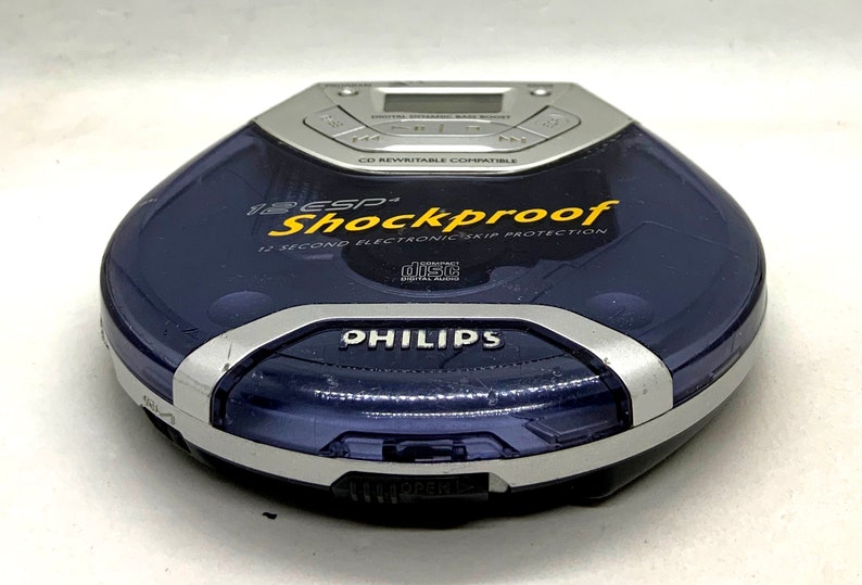 Retro 90s Philips transparent shockproof discman / cd player with belt clip / perfect working image 4