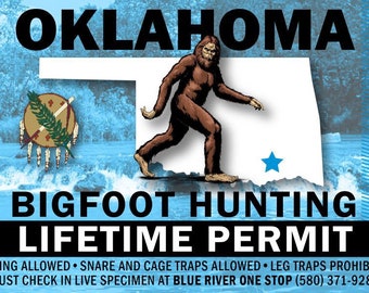 Oklahoma Bigfoot Hunting License