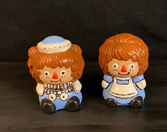 1979 Hand-Painted Raggedy Ann and Andy Ceramic Figurines