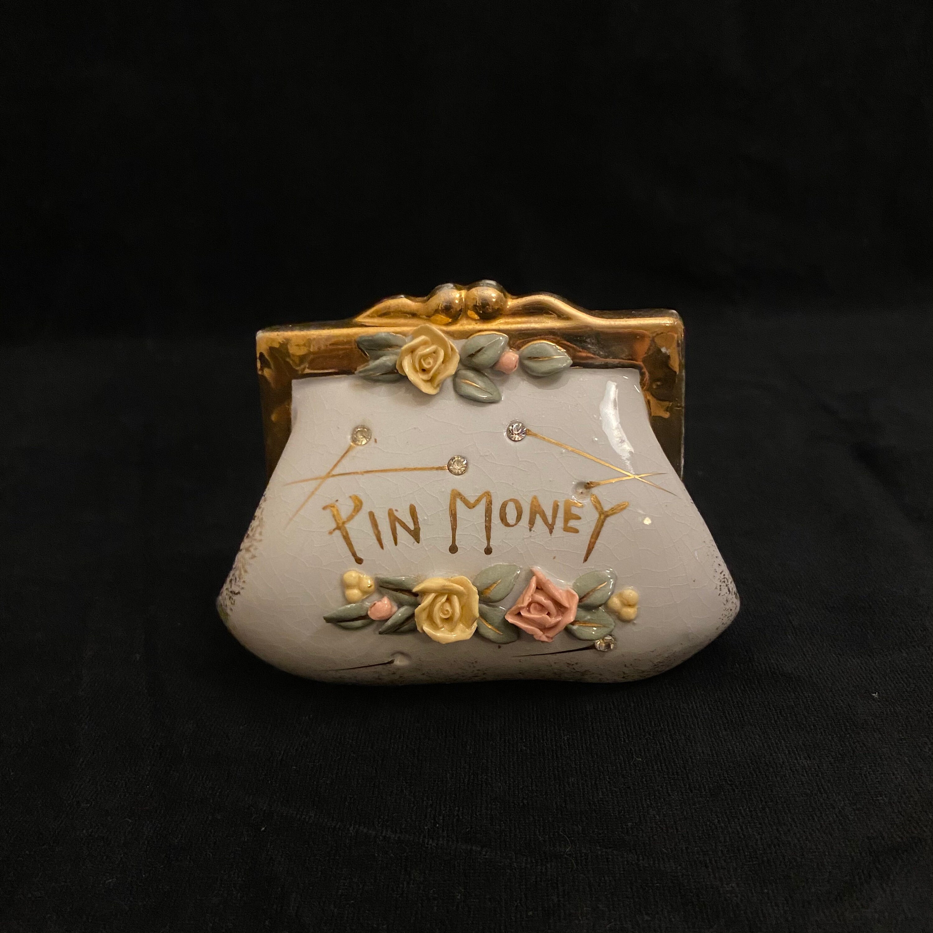 Pin Money Coin Purse Bank Jeweled Ceramic Vintage With Etsy