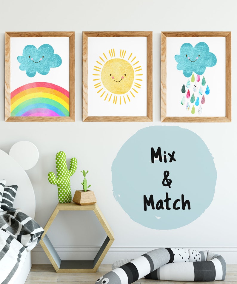 Sun nursery print kids poster. Sunshine printable for a | Etsy