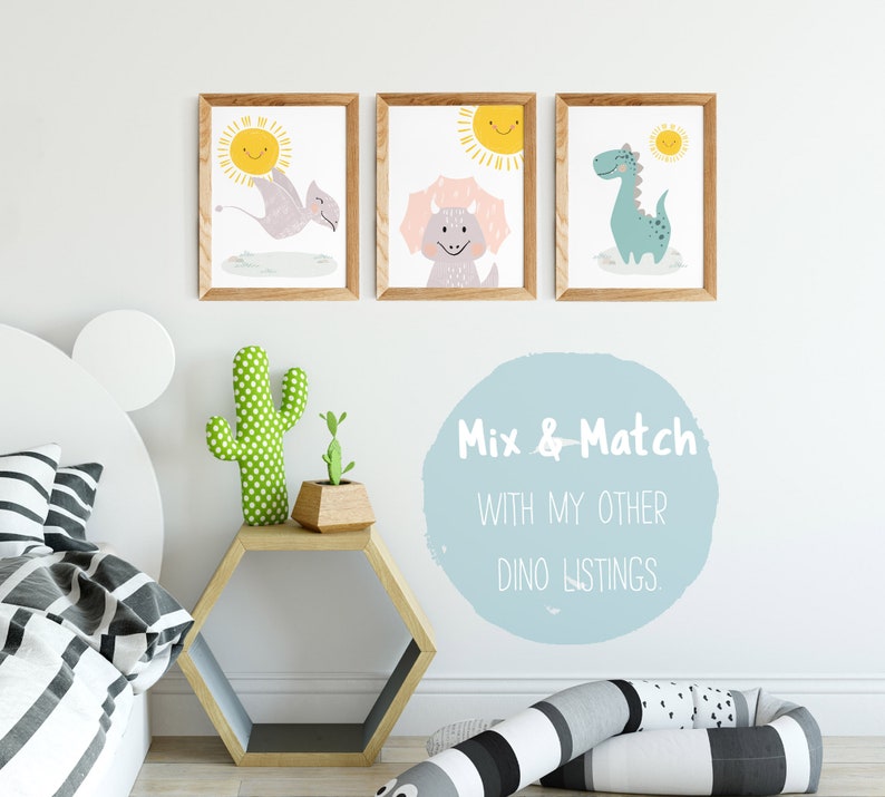 Baby Dinosaur Art Kids Dinosaur Nursery Decor. Set of Two Etsy