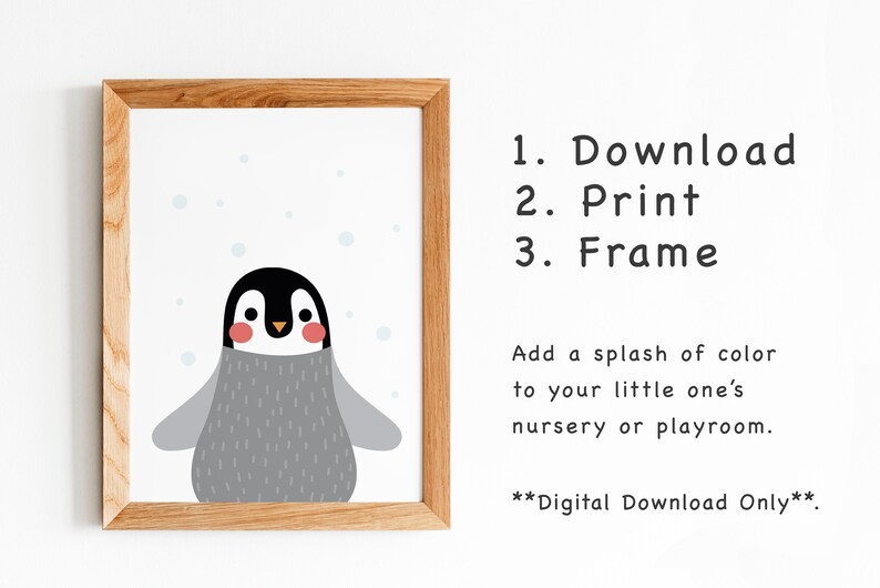 Nursery decor penguin print. Fun baby penguin character ...