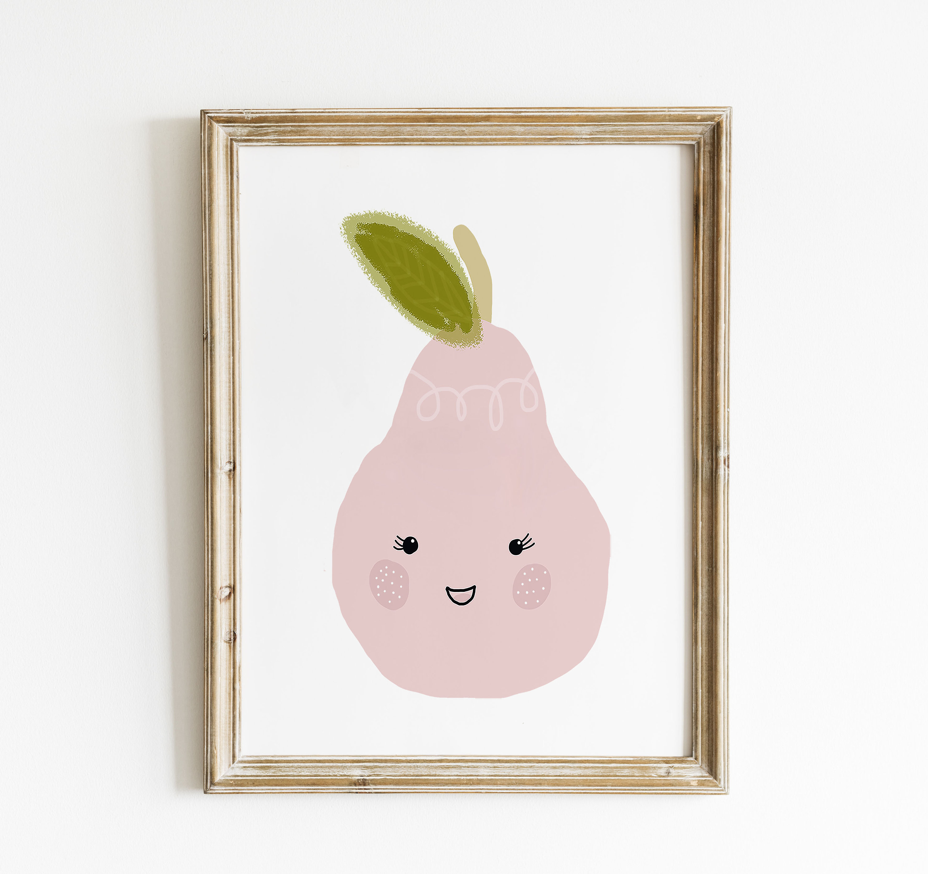 Pear art modern nursery decor. Cute fruit nursery printable. Etsy