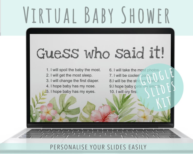 Virtual Baby Shower Game. Zoom Background and Invitation Templates
