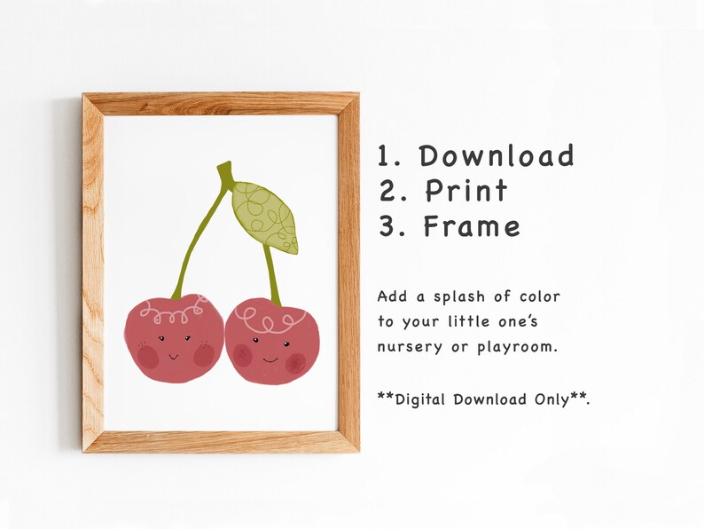 Baby Girl Nursery Cherry Nursery Print. Cute Fruit Nursery Etsy