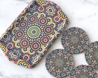 Tray Set with 4 Coasters | Turkish Design Tray | Ottoman / Mediterranean Pattern Tray Set| Housewarming Gift | Mother’s Day Birthday Wedding
