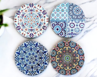 Set of 4 Coasters | Mediterranean Drink Coaster |   | Turkish Coasters Set | Home Decor | Housewarming Gift | Gift for Her |Home Decor