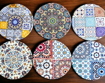 Set of 6 Coasters | Mediterranean Drink Coaster |   | Turkish Coasters Set | Home Decor | Housewarming Gift | Gift for Her |Home Decor