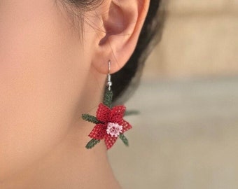 Needle Lace Earrings - Handmade Earrings - Turkish Oya - Crochet Earrings