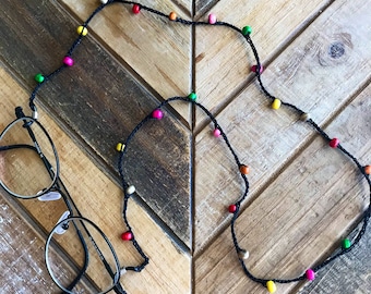Brillenkette - Nadelspitze-Brillenband - Blüten-Brillenkordel - Perlen-Brillenkette - Gehäkelte Brillenkette - Lesebrillenhalter