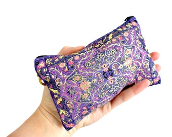 Bolso de tela Kilim auténtica / Diseño de tulipanes rojos otomanos / Cartera con diseño de alfombra turca / Bolso de mano con cremallera / Monedero pequeño