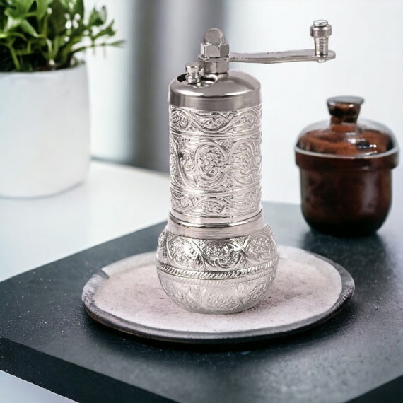 Turkish Pepper/Coffee Grinder | 4 inch Copper Coffee Grinder Authentic Spice Grinder Manual Coffee Grinder Ottoman Design Coffee Spice Mill