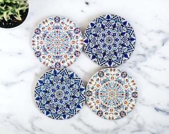 Set of 4 Coasters | Mediterranean Drink Coaster |   | Turkish Coasters Set | Home Decor | Housewarming Gift | Gift for Her |Home Decor