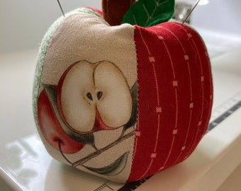 Handmade Apple Pincushion, Patchwork Apple pincushion, Pincushion Sewing Accessory