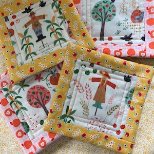 Handmade Coasters in Autumn Themed Fabrics- Set of 4