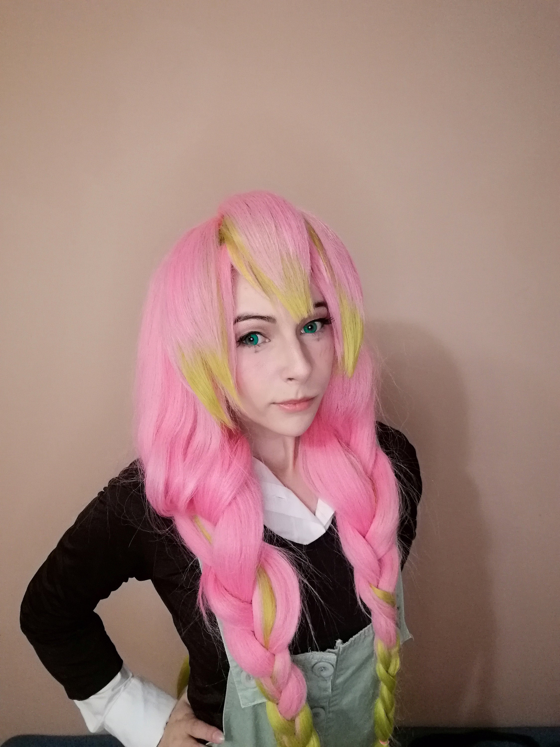 Pink and green anime cosplay wig | Etsy
