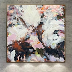 Large Abstract Acrylic Painting: Vivid Expressionist Wall Art