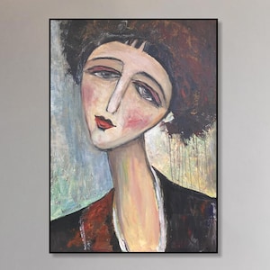 Portrait Painting Woman Modern – Abstract Figurative Canvas Wall Art Decor