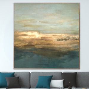 Large Golden Seascape Abstract Painting Contemporary Art Oil Painting On Canvas Textured Wall Art Oversized Office Painting Made To Order