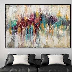 Large Colorful Abstract Oil Painting: Textured Modern Art