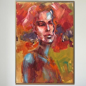 Abstract Woman Portrait Painting: Bold Expressionist Art on Canvas