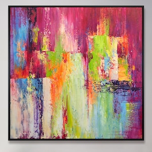 Abstract Painting Colorful – Bold Textured Modern Canvas Wall Art Decor