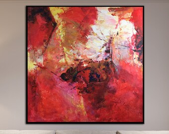 Red wall art Abstract red painting Colorful painting Large abstract art Large original painting Original artwork abstract  painting art