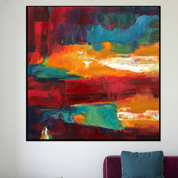 Multicolor Großes Gemälde Original Bunte Abstrakte Malerei Zeitgenössische Kunst Auf Leinwand Moderne Wand Kunst Ölgemälde Für Wohnzimmer Dekor