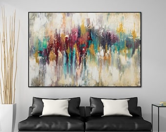 Modern Colorful Abstract Large Acrylic Painting Original Multicolor Art On Canvas Oil Painting Contemporary Art For Living Room Home Decor