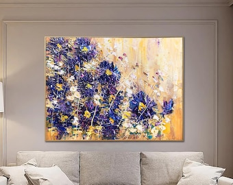 Extra Large Abstract Flowers Painting On Canvas Floral Fine Art Contemporary Art Textured Paintin Acrylic Oil Painting for Living Room Decor