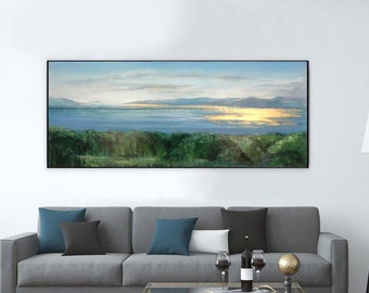 Abstract Colorful Wall Art Landscape Painting Seaside Painting Canvas Unique Wall Art Textured Paintings On Canvas Original For Living Room