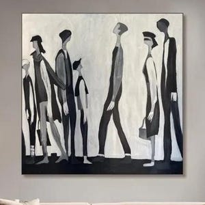 Figurative Painting Abstract Black and White – People Silhouettes Wall Art