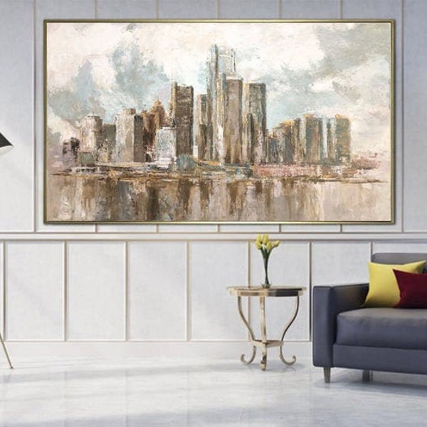 Large Cityscape Artwork Original Oil Painting New York Oversized Artwork