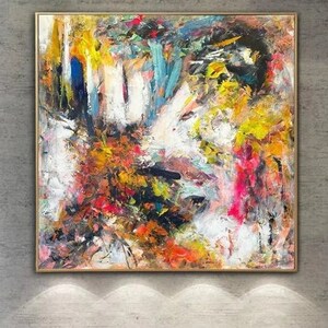 Color Splash Abstract Painting: Textured Acrylic Canvas Art