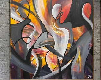 Abstract Figurative Paintings On Canvas, Original Abstract Women Body Silhouettes Painting for Home Decor