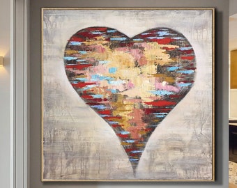 Heart Painting Heart Art Love Painting Large Oil Painting Original Wall Art Valentine Canvas Painting Abstract Oil Painting On Canvas