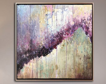 Abstract Mountain Painting on Canvas Modern Purple Artwork Original Landscape Wall Art Unique Fine Art Hand-Painted Art for Indie Room Decor