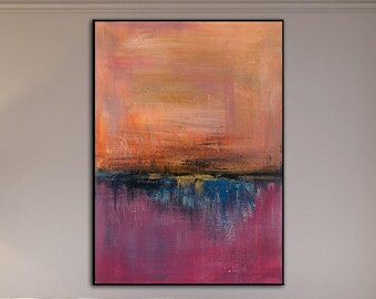 Large Framed Wall Art Beige Wall Art Landscape Colorful Painting Abstract Modern Paintings On Canvas Laundry Room Art Original Home Decor