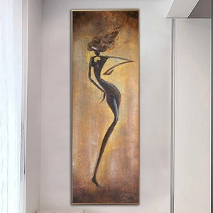 Large Abstract Silhouette Painting: Modern Figurative Canvas Art