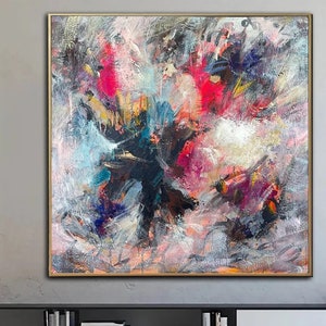 Original Abstract Floral Oil Painting: Colorful Expressionist Canvas Art