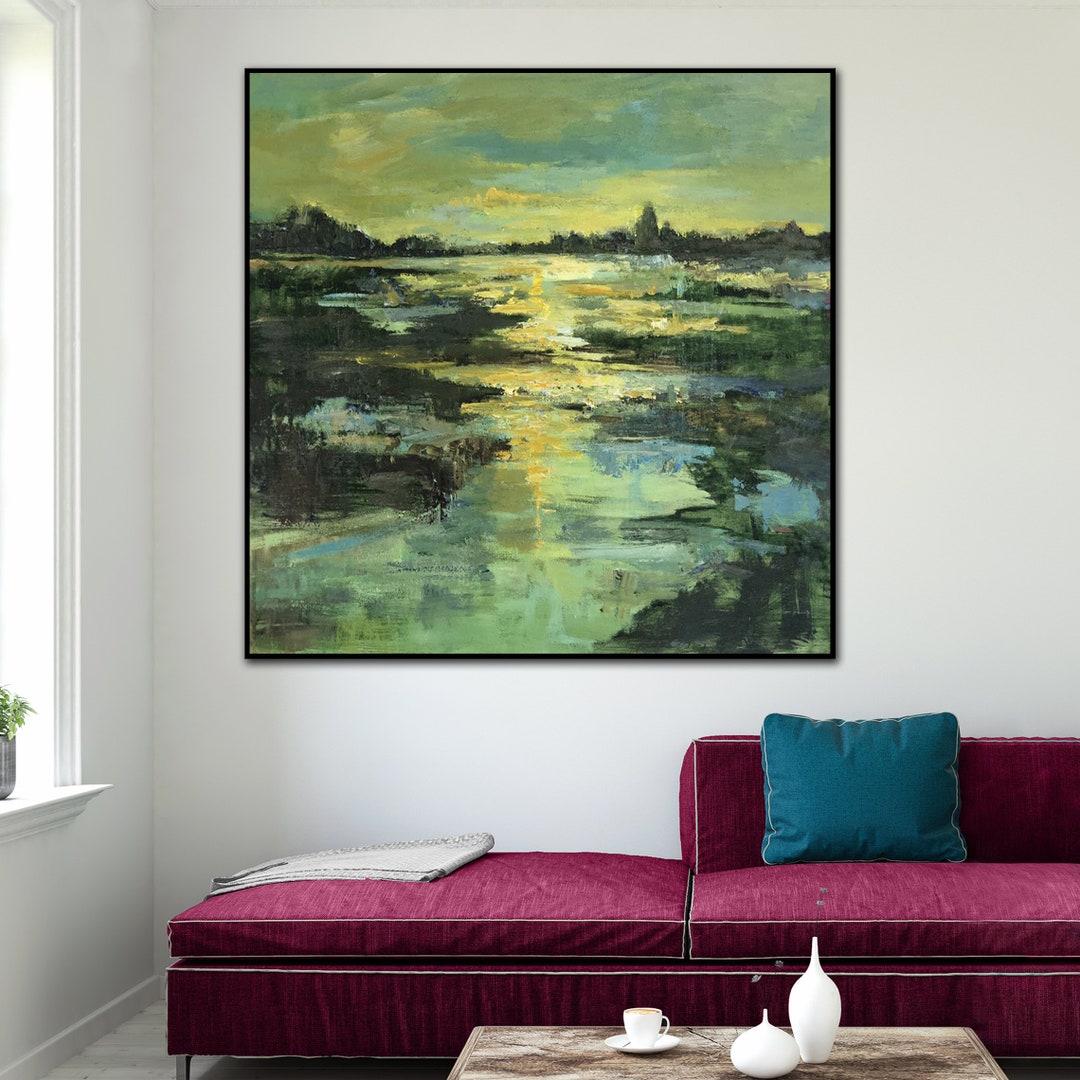 Large Landscape Paintings on Canvas Sunset Wall Art Abstract Textured ...