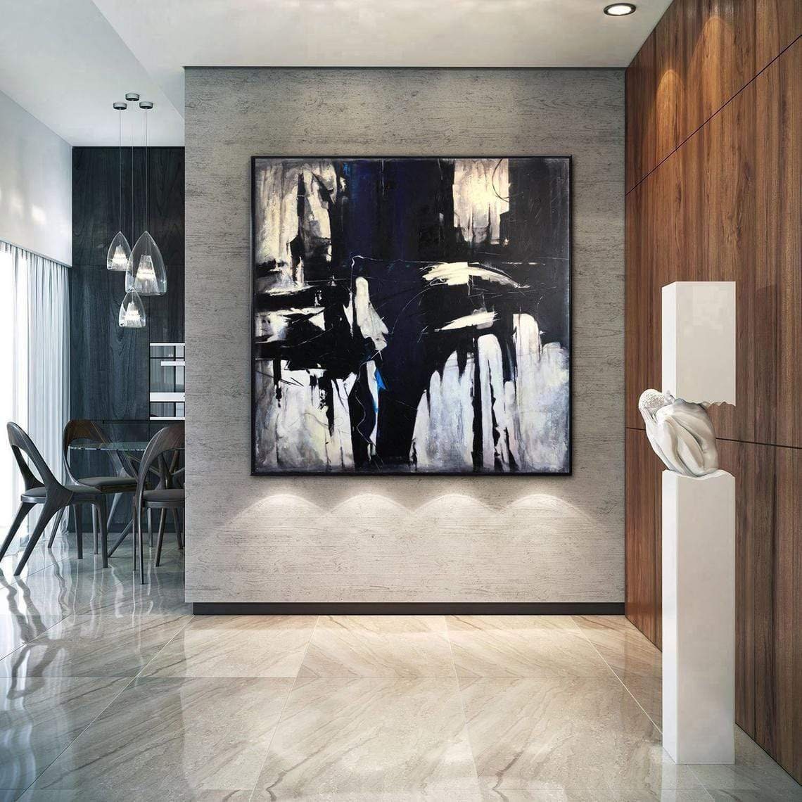 Oversized Black and White Beige Art Original Painting on Etsy