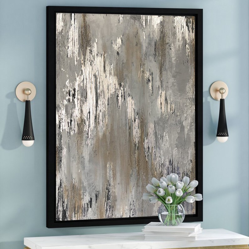 Silver Painting Large Abstract Wall Art Silver Leaf Painting Large Painting On Canvas Original Oil Painting Dine Room Wall Art Art Collectibles Painting Vadel Com