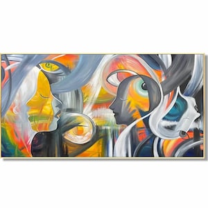Colorful Abstract Face Canvas Painting | Vibrant Modern Figurative Wall Art