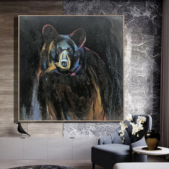 Grizzly Bear Abstract Painting Large Bear Painting Animal Art - Etsy